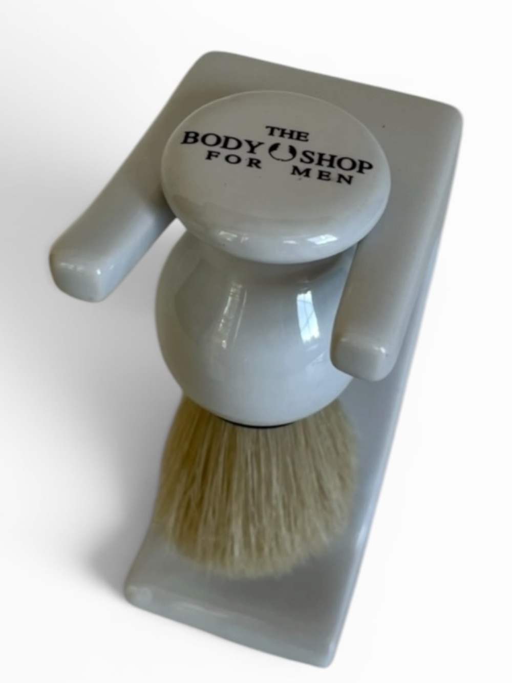 The Body Shop For Men Vintage White Shaving Brush Ceramic Holder Wet Shave